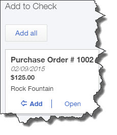 Figure 3: Purchase order information will be displayed when you pay the vendor.